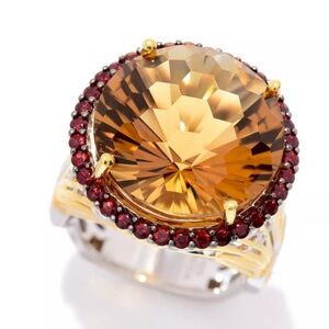 Elegant Citrine and Garnet Gems En Vogue Gemstone Ring